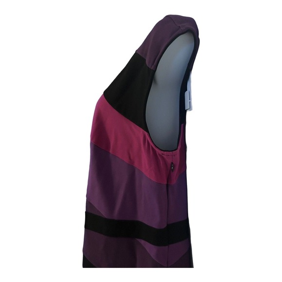 Midnight Velvet Ponte Colorblock Purple Fuchsia Black Office Cocktail Dress - Picture 11 of 14